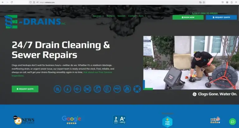 Screenshot of new Edrains.com home page