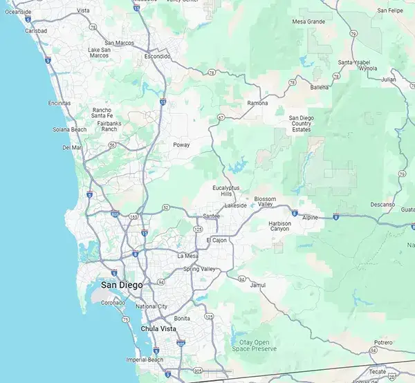 Google Maps Image of San Diego County Area