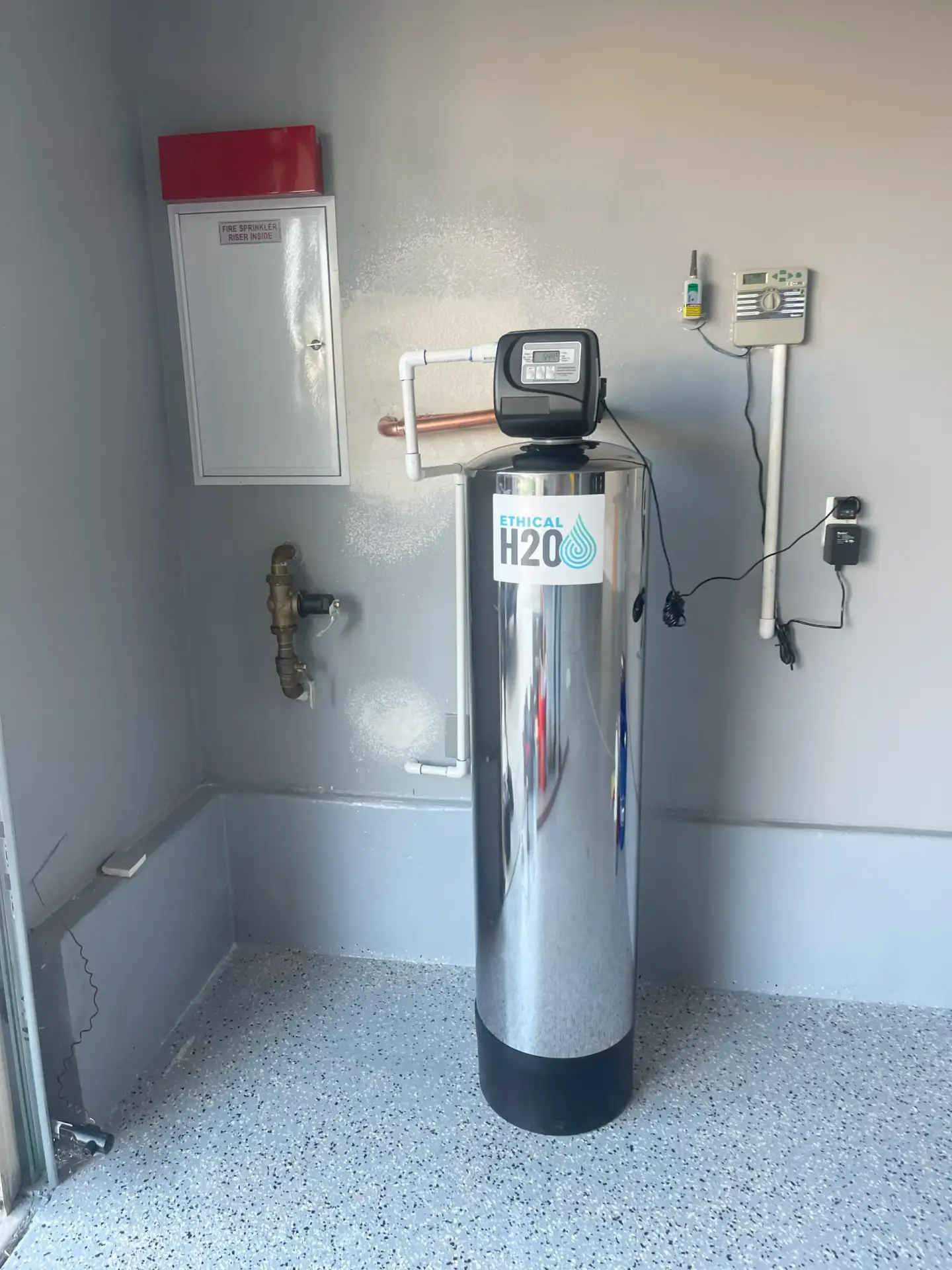 Completed installation of a residential Ethical H2O water filtration system with E-Drains' Water Filtration in San Diego